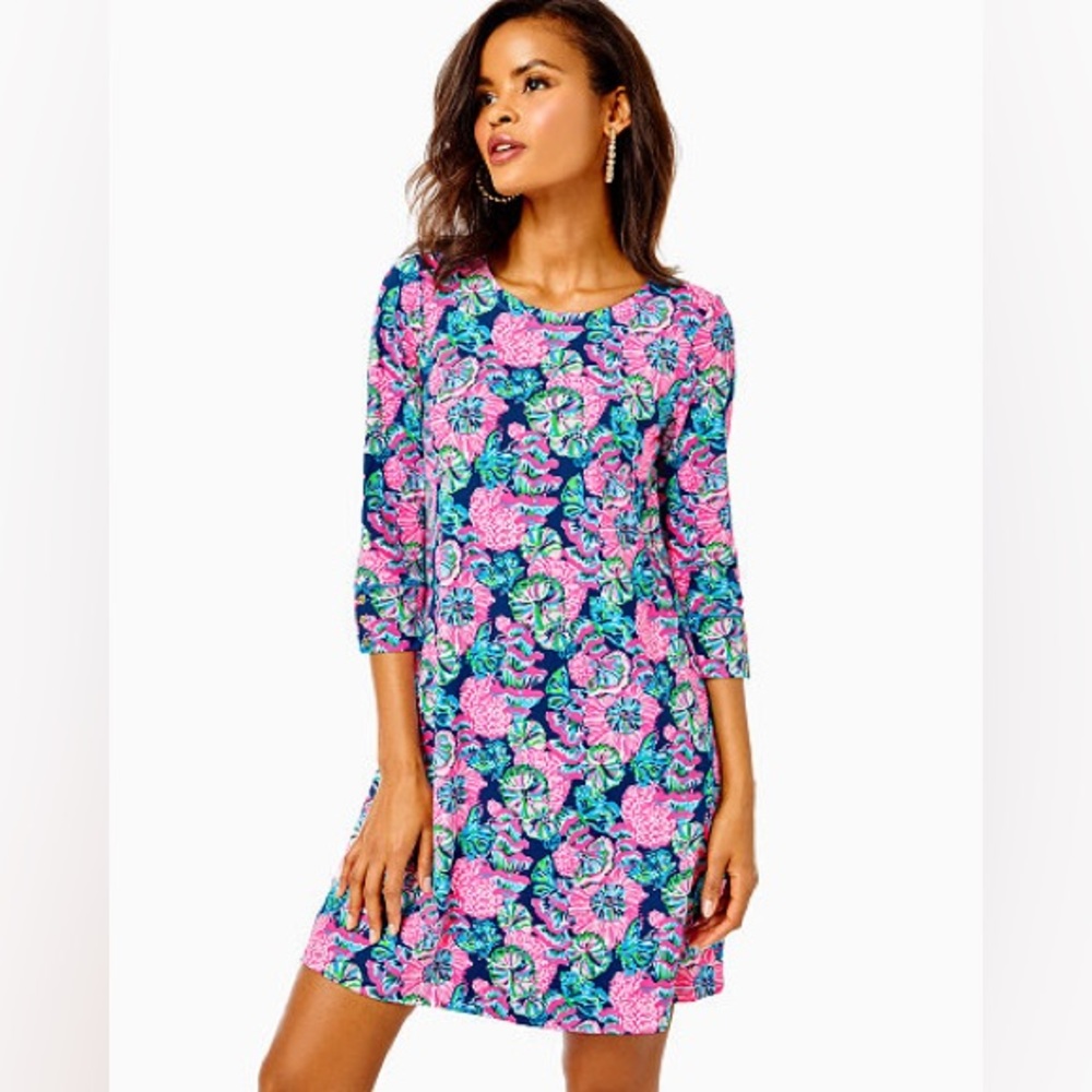 Lilly Pulitzer Solia UPF 50+ dress Oyster Bay Shroom with a view Size M Medium